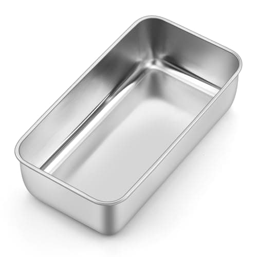P&P CHEF Loaf Pan Set, 9 x 5 Inch Bread Pans, Stainless Steel Loaf Toast Baking Pans For Bread Meatloaf Lasagna Cake, Healthy & Non Toxic, Oven Safe& Easy Clean, (Silver, 1Pc)