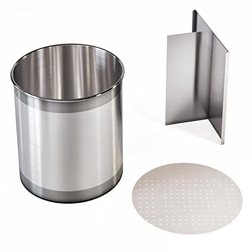 Cooler Kitchen Rotating Extra Large Stainless Steel Utensil Holder Caddy with Sturdy No-Tip Weighted Base, Removable Divider, and Gripped Insert Bottom -Dishwasher Safe Metal Cooking Utensil Holder 9