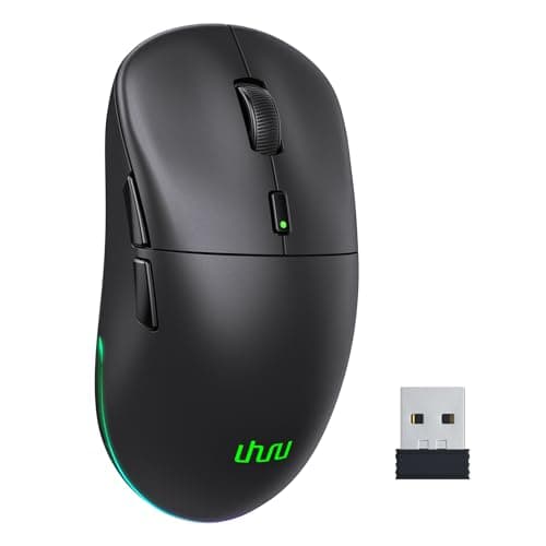 UHURU Wireless Gaming Mouse, 26000 DPI, Mouse Gaming with RGB Backlit, 70 Hours Battery Life, 2.4GHz & Wired, 6 Buttons, Fit for PC/Mac - Black