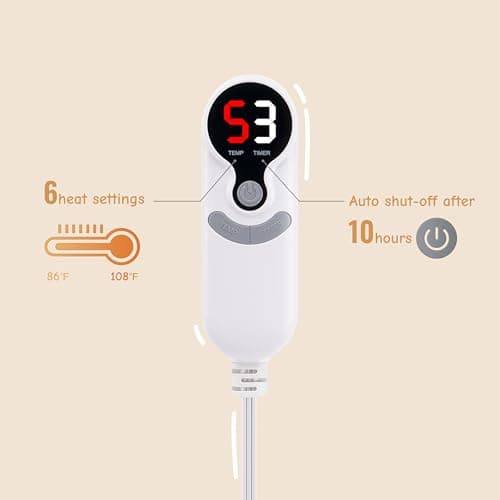 Electric Heated Blanket Full Size 72"x84", Soft Flannel with Overheat Protection, 9 Adjustable Heat Settings & 10-Hour Auto-Off Timer, Fast Heating for Winter Comfort, Light Gray 9