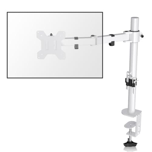 Suptek Single Monitor Arm Desk Mount Fully Adjustable Monitor Stand for 1 / One Screen up to 13" to 32" Extra Tall 15.75 inch Pole,VESA 75x75mm or 100x100mm,White (MD9421W)