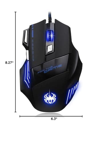 AFUNTA Zelotes Ergonomic 7200 DPI LED Optical Wired Gaming Mouse Mice 7 Buttons Compatible Mac Pro Gamer PC Laptop Desktop Notebook-Black Black(T80) 9