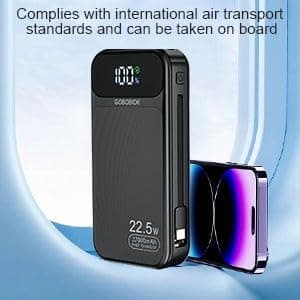 GOBOBIOK Power Bank 27000mAh Fast Charging Built-in 2 Cables, 22.5W Portable Charger, Portable USB C Power Bank Battery Pack with LCD Display Powerbank for Smartphones Tablets and More 9