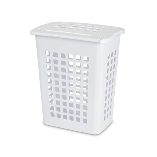 Sterilite 4-Pack LiftTop, Laundry Hamper for Clothes, Tall and Rectangular Plastic Basket with Lid, White - Large and Portable Storage Bin for Clothing and Towels - Ideal for Bathroom and Bedroom
