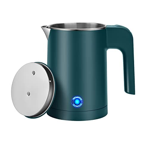 Small Electric Kettle Stainless Steel, 0.6L Portable Travel Electric Tea Kettle, Mini Hot Water Boiler Heater for Business Trip, Camping, Travel, Office (Green)