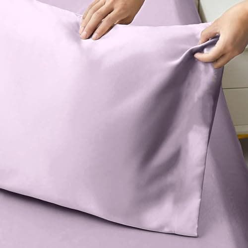 Organic Mulberry Silk Pillow Cases Lavender-100% Real Silk Pillowcase for Hair and Skin Made in USA-6A Grade Pure Silk, Soft and Luxury, Zippered, Anti Wrinkle, Anti Acne (Purple, Standard 20''x26'') 5