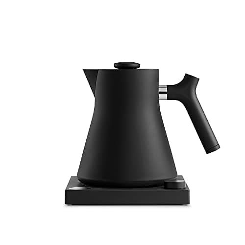Fellow Corvo EKG Electric Tea Kettle - Electric Pour Over Coffee and Tea Pot - Quick Heating Electric Kettles for Boiling Water - Temperature Control and Built-In Brew Timer-Matte Black-0.9 Liter