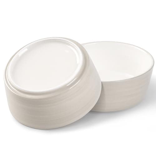 Kitwinney Dog Bowls, Non Slip Ceramic Dog Food and Water Bowl with Silicone Base, Heavy Weighted Pet Feeding Bowl for Cats, Puppoes and Small Dogs (Light Grey-2 Pack, 6 Inches)