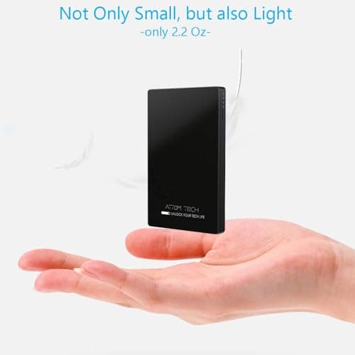 Attom Tech Dual USB Output Super Slim Power Bank Ultra Thin, 3000mAh Portable Charger Mini External Phone Battery Pack Small Dual Outlet, Emergency Phone Power Backup (Black) 7