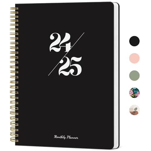 Monthly Planner 2024-2025, 2024 Calendar 21 Months Planner, APR 2024 - DEC 2025, 7.4" x 9.6", 2024 Planner Spiral Bound, Perfect for School & Office - Black