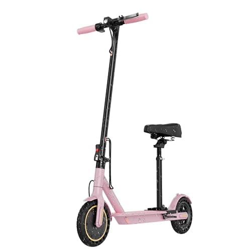 Electric Scooter, Folding E Scooter for Adults with Seat, 350W Motor, 8.5" Solid Tires, Cruise Control, 19MPH, 21Mile Range Portable Teens Commuter Escooter, Dual Brake