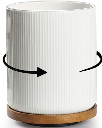 getstar Extra Large Rotating Utensil Holder for Kitchen Counter, 7.9" Ceramic Utensils Crocks Set for Countertop Large & Small Utensil Organizer for Spatula Farmhouse Kitchen Decor