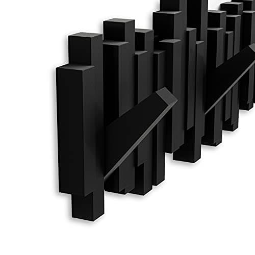 Umbra Sticks Wall-Mounted Coat Rack Rail Hook with 5 Retractable Pegs – Modern, Space-Saving Storage Organizer, Black 7