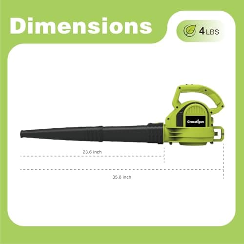 Grasstigon Electric Leaf Blower Corded, 7-Amp, 390CFM/ 210MPH, 2 Speed Modes, Powerful Lightweight Handheld Blowers for Lawn Care, Patio, Leaves, Dust, Snow (Green) 8