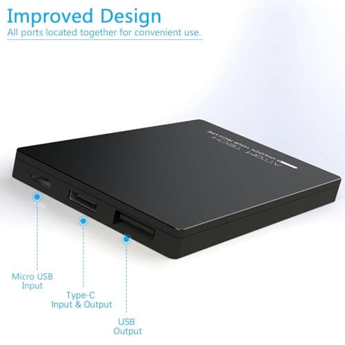 Attom Tech Dual USB Output Super Slim Power Bank Ultra Thin, 3000mAh Portable Charger Mini External Phone Battery Pack Small Dual Outlet, Emergency Phone Power Backup (Black) 5