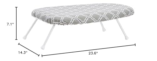 Amazon Basics Foldable Compact Tabletop Ironing Board with Folding Legs, Heat Resistant Portable, Lightweight, Non-Slip, Easy Storage, Trellis Removable Cover, 23.6"L x 7.1"W x 14.3"H, Chevron 5