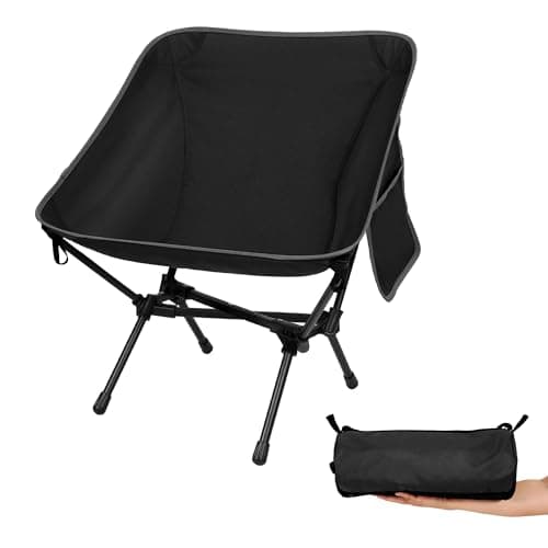 diwaite Ultralight Camping Chair, Portable Folding Backpacking Chair, Compact Camping Chair with Carry Bag for Outdoor Camp Hiking Backpack Beach Travel (Black)