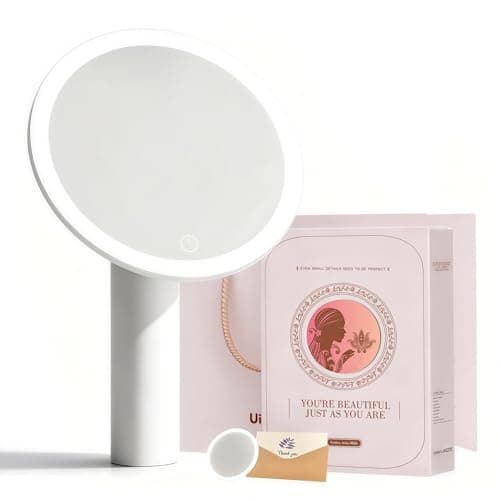 UieSian Asdys Lighted Makeup Mirror 10X Magnification, Dimmable Touch Control Vanity Mirror, Portable Travel Desk Mirror with Stand, Birthday Valentine's for Women Girlfriend Wife Mom Daughter