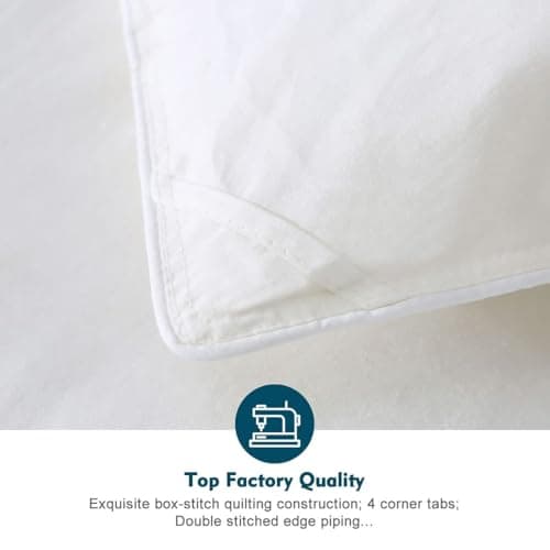 Oaken-Cat Feathers Down Comforter Queen - 100% Organic Cotton Cover, Medium Warm All Seasons Duvet Insert or Stand-Alone Comforter (90x90, Ivory White) 8