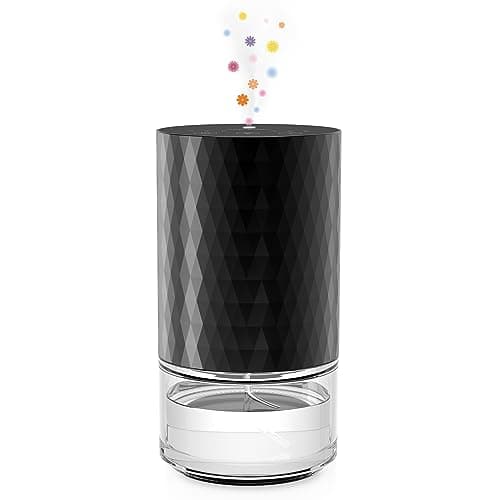Airversa Waterless Diffuser Essential Oil 100mL Capacity Scent Air Machine for Home Aromatherapy Nebulizer Premium Metal Battery Operated 3 Mist Settings Timers Color Light AN3 Black