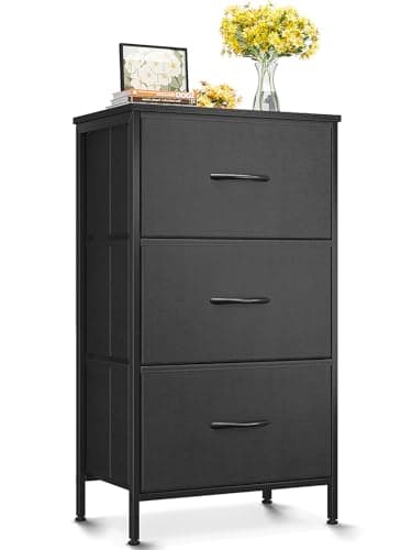 AODK Dresser for Bedroom Nightstand Small Dressers Chest of Drawers End Table for Living Room, Closet Dresser with 3 Storage Drawers Organizer Clothes, Black