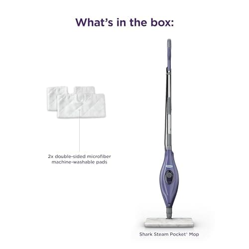 Shark Steam Pocket Mop with 2 Washable Double-sided Pads, Steam Sanitization, Swivel Steering, Lightweight, Steam Cleaner for Sealed Hard Floors, Hardwood, Marble, Tile, Purple, S3501 10