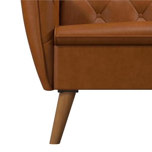 Novogratz Tallulah Memory Foam Futon, Convertible Couch, Camel Faux Leather 18