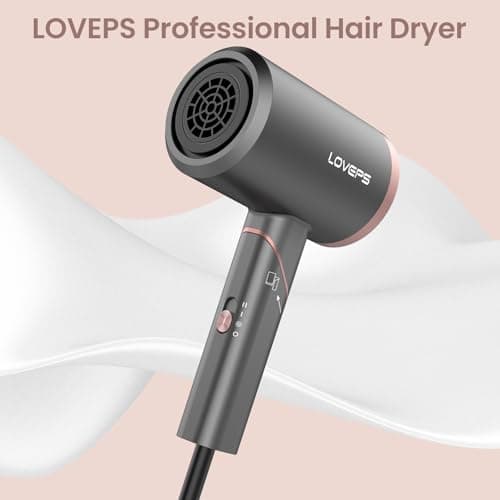 LOVEPS Hair Dryer, Blow Dryer Without Diffuser,1800W Foldable Ionic Travel Blow Dryer with a Nozzle for Women, Constant Temperature Hair Care Without Hair Damage, Pastel Pink 6