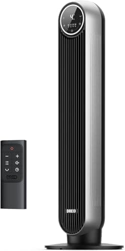 Dreo Bladeless Tower Fan - 25ft/s, 4 Speeds, 4 Modes, 90° Oscillation, 8H Timer, Ultra Quiet for Bedroom, Indoors, Silver (Nomad One)