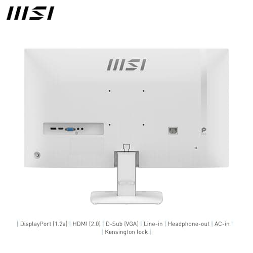 msi PRO MP275W E2 27-inch IPS 1920 x 1080 (FHD) Gaming Office Monitor, 120Hz, Free-Sync, HDMI, DisplayPort, VGA Port, VESA Mountable, Tilt, Speaker, 4-Side Slim Bezel 1ms, White 6