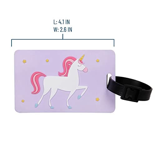 Wildkin Kids Luggage Tags – Set of 2, Durable Bag Tags w/Info Card for Suitcases & Backpacks - Unicorn 7