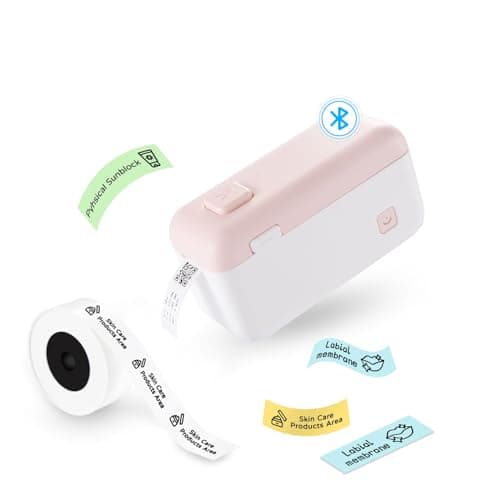 Mini Label Printer - Portable Bluetooth Label Maker Machine with Tape, HP4 Sticker Maker for Kitchen Storage, Home Organization
