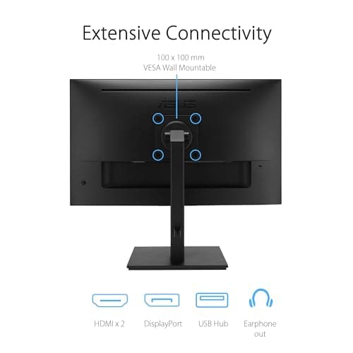 ASUS 27” 4K Business Monitor (VA27UQSB) - UHD (3840 x 2160), IPS, Frameless, HDR10, DisplayPort, Dual HDMI, Speakers, Eye Care, Ergonomic, pivot, swivel, height adjustable, DisplayWidget, 3yr warranty 5