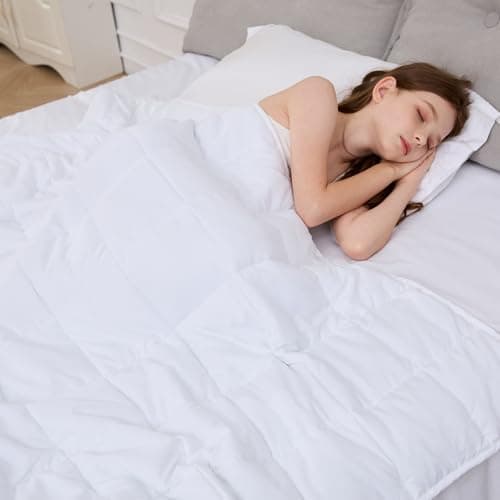 PRETTY NIGHT Weighted Blanket 7lbs Twin Size White 41"x60" Weighted Blankets Heavy Blanket are Comfortable and Cozy