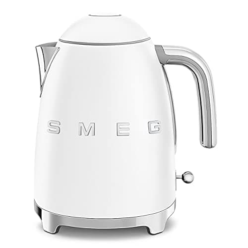 SMEG KLF03 7 Cup Electric Water Kettle, Retro-Style, Soft-Opening Lid, Auto Shut-Off, 360° Swivel Base – White