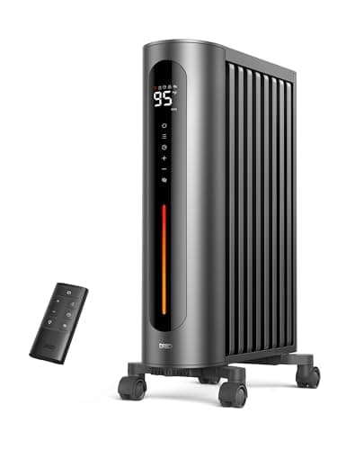 DREO Oil Filled Radiator Heater, 1500W Radiant Heater with Remote Control, Digital Thermostat, 4 Modes, 24h Timer, 10 Safety Protections, Child Lock, Space Heaters for Indoor Use Large Room Bedroom