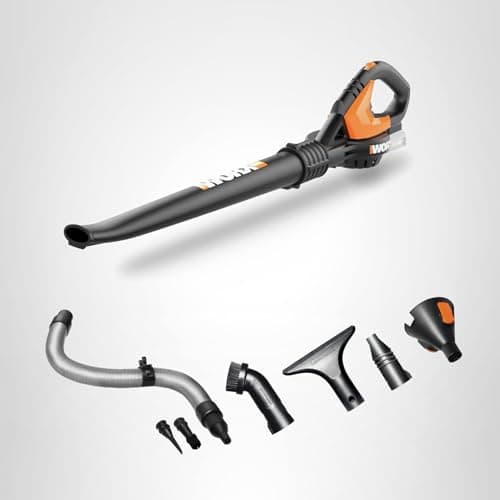 WORX Cordless Leaf Blower, Electric Blowers for Lawn Care with 120 MPH & 2.7 LBS, Long Nozzle Design for Narrow Spaces with Cleaning Attachments, Battery & Charger Not Included, WG545.9 8