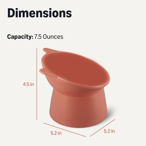 Amazon Basics Raised Cat Feeding Bowls, Cat Ear Shape, Tilted Design, Whisker-Stress Free, 5.2 x 5.2 x 4.5 in, Orange and Blue, 2-Pack 5