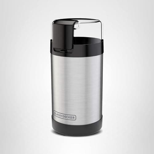 BLACK+DECKER One Touch Coffee Grinder, 2/3 Cup Coffee Bean Capacity, Spice Grinder, One Touch Push-Button Control -150 Watts -Stainless Steel Blades 9