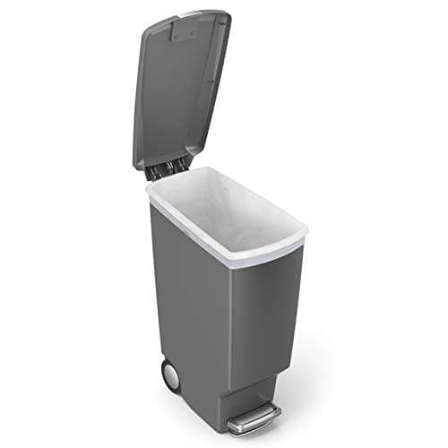 simplehuman 40 Liter / 10.6 Gallon Slim Kitchen Step Trash Can With Secure Slide Lock, Grey Plastic 5