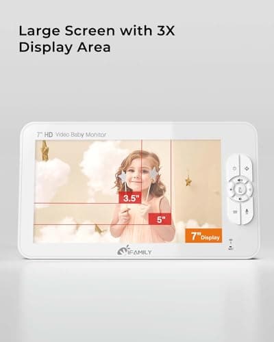 iFamily 7" Large Split Baby Monitor with 2 HD Cameras and Audio, 1080P HD Video Baby Monitor No WiFi,Hack Proof 9