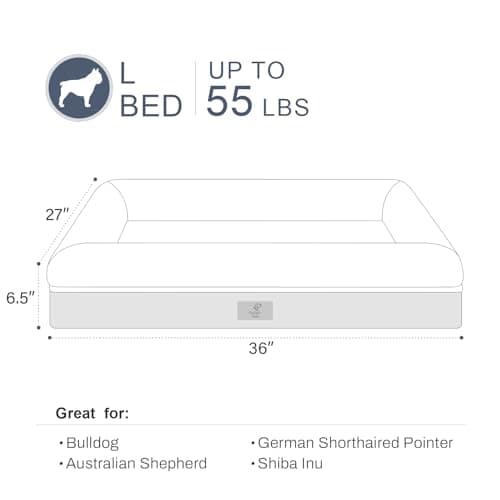 Yiruka Large Orthopedic Dog Bed for Large Dogs, Waterproof Dog Bed with Removable Washable Cover, 4-Sides Removable Bolster Soft Pet Couch Sofa with Non-Slip Bottom for Big Dogs, Grey 6