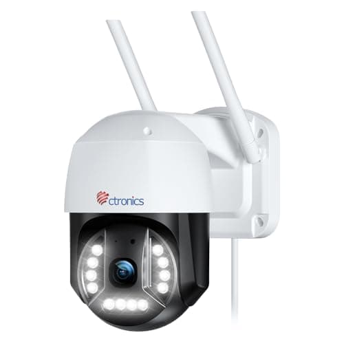 Ctronics 4K 8MP Security Camera Outdoor, 2.4/5Ghz WiFi Surveillance IP Camera Outdoor with Smart Human/Vehicle Detection, Auto Tracking, 65ft Color Night Vision, Two Way Audio,Plug in,IP66