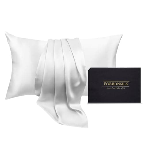 FORBDNSILK 100% Pure Mulberry Silk Pillowcase | Luxury 30 Momme 6a Grade for Ultimate Hair and Skin Care | Hidden Zipper | Mesh Bag Included | (White, Standard)