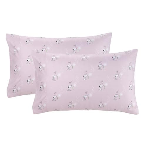 Berkshire Blanket Peanuts® Snoopy Pillowcase Set of 2, 20'' × 40'' Soft Breathable Microfiber Pillow Covers with Envelope Closure Design(King, Snoopy Make A Wish)
