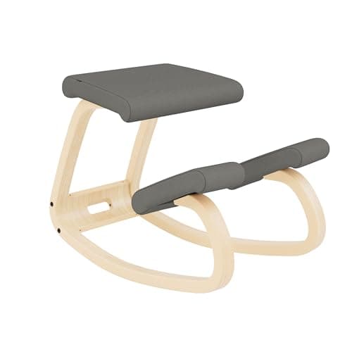 Varier Variable Natural/Grey Ergonomic Office Kneeling Chair for Desk for Desk – Back Pain Relief, Rocking Seat for Home, Study & Posture Support – 10 Year Limited Warranty
