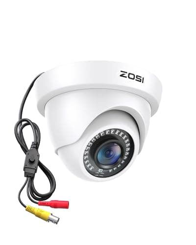 ZOSI 2MP 1080P HD Security Dome Camera Outdoor Indoor, IP66 Weatherproof Surveillance CCTV Camera (Hybrid 4-in-1 HD-CVI/TVI/AHD/960H Analog CVBS), 80ft IR Night Vision, 90° Wide Angle, 24PCS LEDs