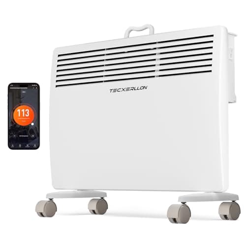 TECXERLLON 1500W Convection Panel Space Heater, Adjustable Up to 113℉ Electric Heaters for Indoor Use, Quiet Whole Room Space Heater for Indoor Use Large Room with APP, Portable Standing/Wall Mount