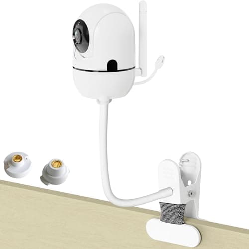 Flexible Baby Monitor Mount for HelloBaby HB6550/HB65/HB66/HB248, ANMEATE SM935E Baby Camera Mount Adjustable Clip Clamp Mount Long Gooseneck Arm,Baby Monitors Holder No Tools or Wall Damage(8 inches)
