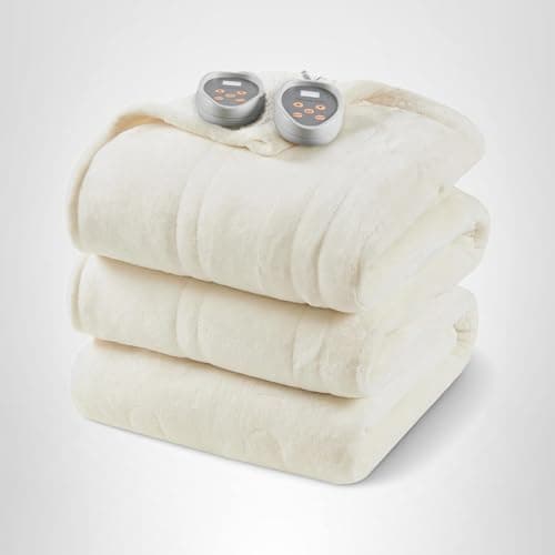 Beautyrest Heated Blanket, Electric Blanket, Soft, Warm, Reversible Plush - Sherpa Heating Blanket with 20 Heat Settings, 1-10 hrs Timer Auto Shut Off, Machine Washable, King (90 inx100 in), Ivory 9